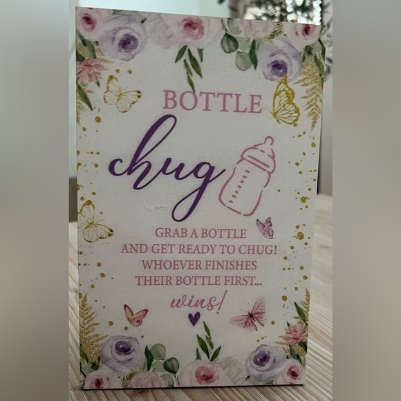 Bottle Chug Baby Shower Game Sign - Picture 3 of 5
